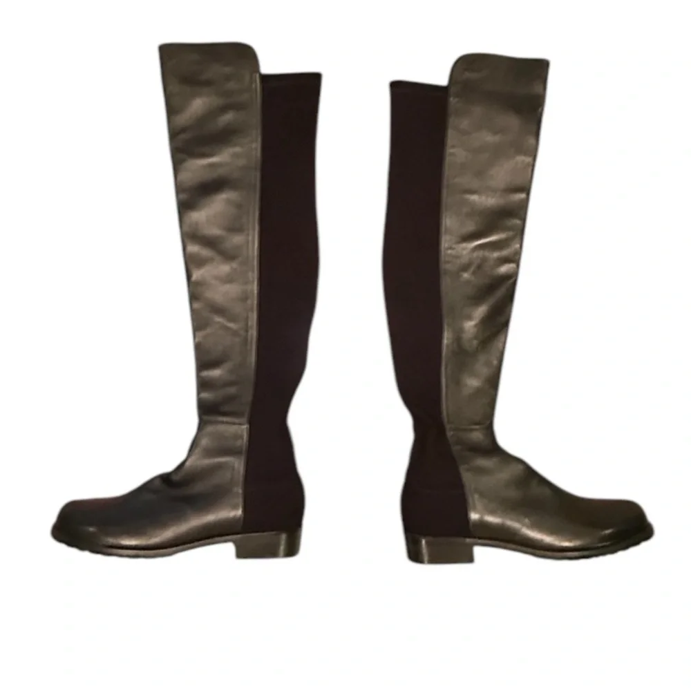 NWOT Stuart Weitzman 5050 Black Leather Over the knee boots Size 6 MSRP $795